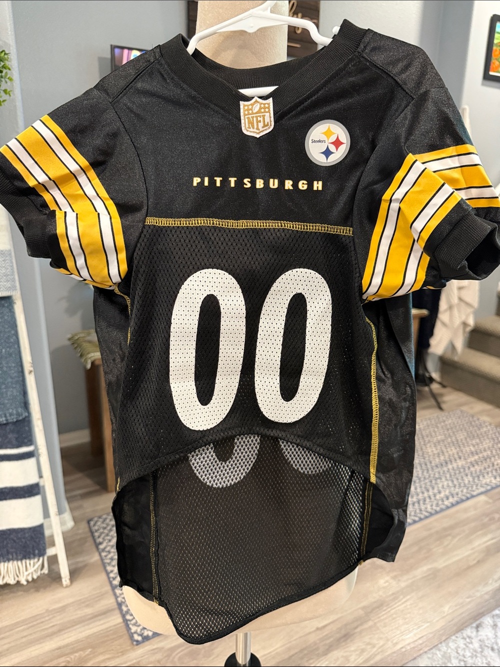 NFL Pittsburgh Steelers Pet Black & Gold Jersey Top - Gently Worn